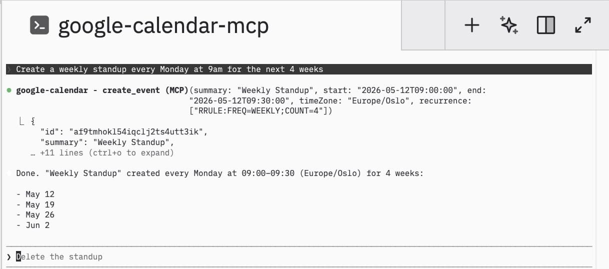 Create recurring weekly events with recurrence rules
